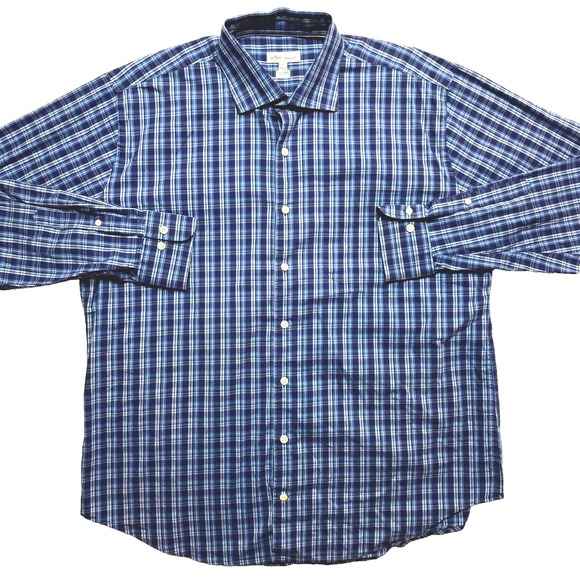Peter Millar Other - Peter Millar Shirt Mens Extra Large Blue White Long Sleeve Button Up Plaid